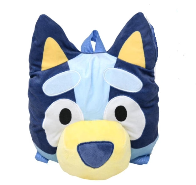 Fast Forward Bluey Head Shaped Plush Backpack – 10" x 13"